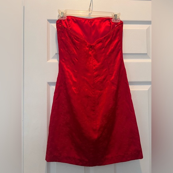Jessica McClintock Red Satin Mini Dress Sz 8 (runs small) - Picture 2 of 3